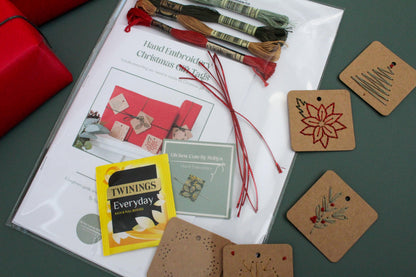 Six Pack Christmas Embroidery Gift Tags Kit | Beginner-Friendly DIY Craft