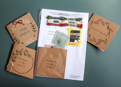 Wreath Christmas Card Hand Embroidery Kit | Beginner-Friendly DIY Craft