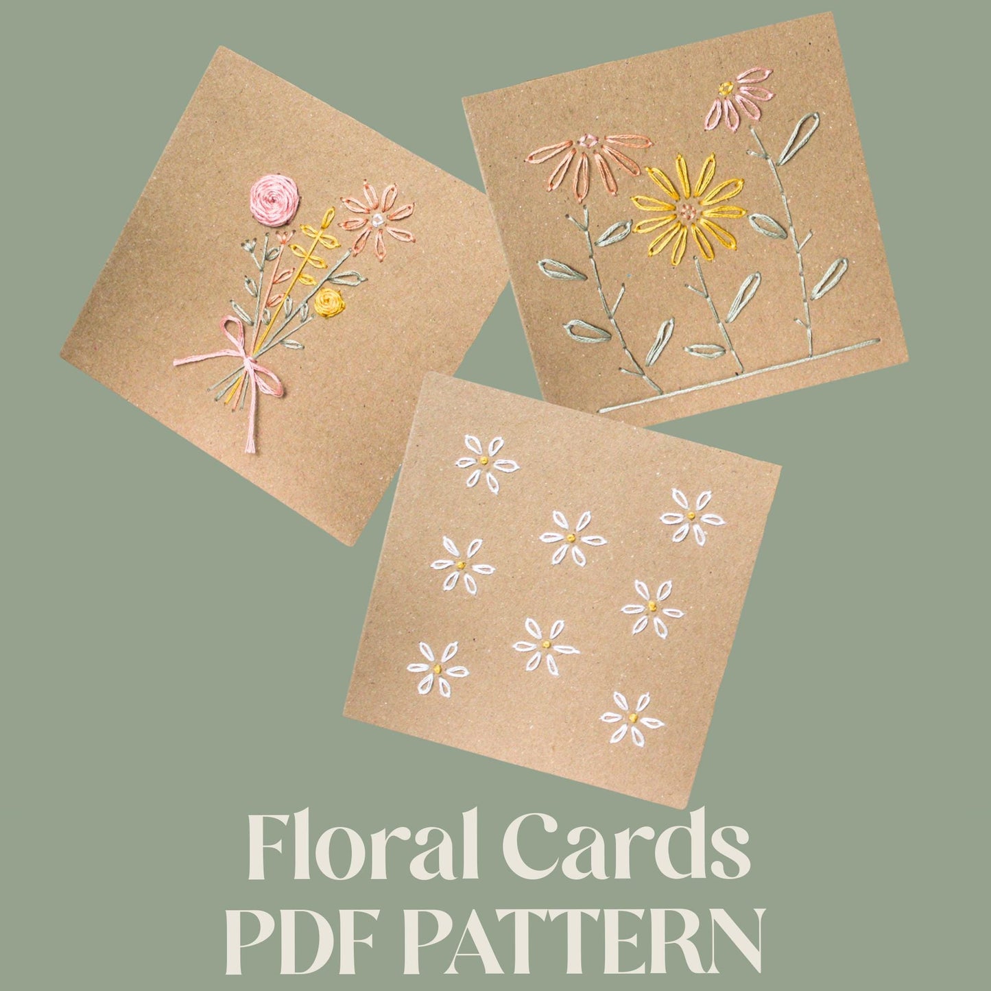 PDF Download Floral Cards Embroidery Pattern | Beginner-Friendly