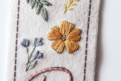 Personalised Floral Embroidery Bookmark Kit | Beginner-Friendly DIY Craft