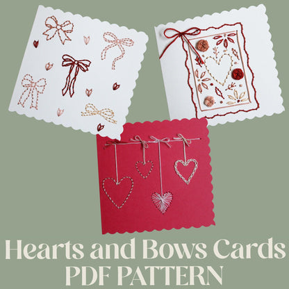PDF Download Hearts & Bows Cards Embroidery Pattern