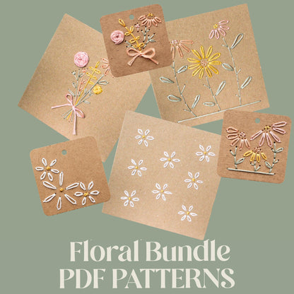 PDF Download Floral Cards & Gift Tags Embroidery Pattern Bundle