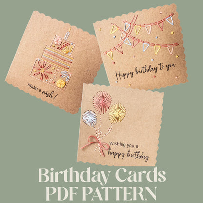 PDF Download  Birthday Cards Embroidery Pattern | Beginner-Friendly
