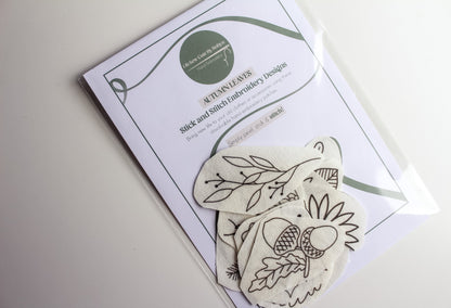Autumn Leaves Stick & Stitch Embroidery Patches | 12 Designs