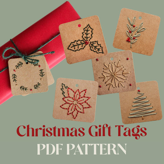 PDF Download Christmas Gift Tags Embroidery Pattern