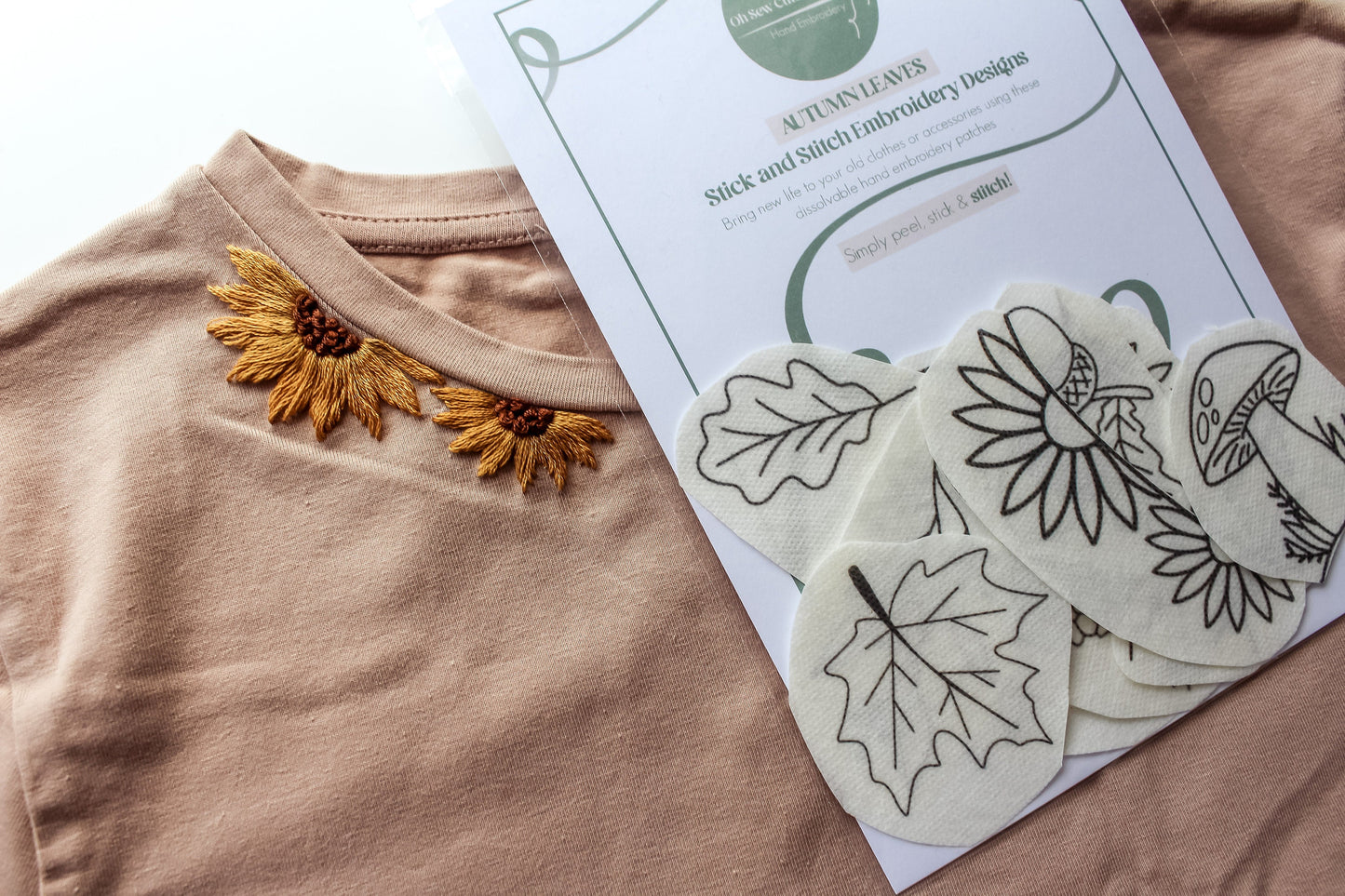 Autumn Leaves Stick & Stitch Embroidery Patches | 12 Designs