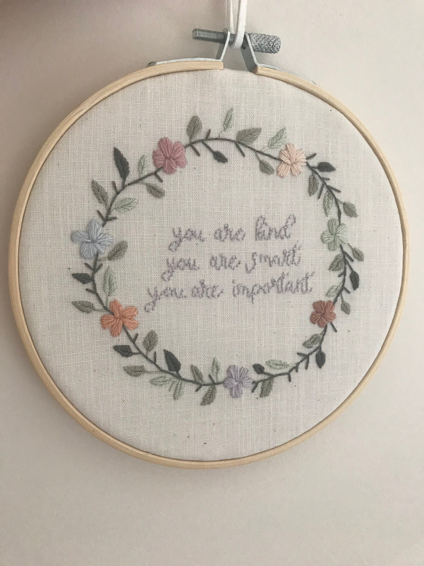 Personalised Floral Wreath Name Embroidery Hoop | Ready-Made