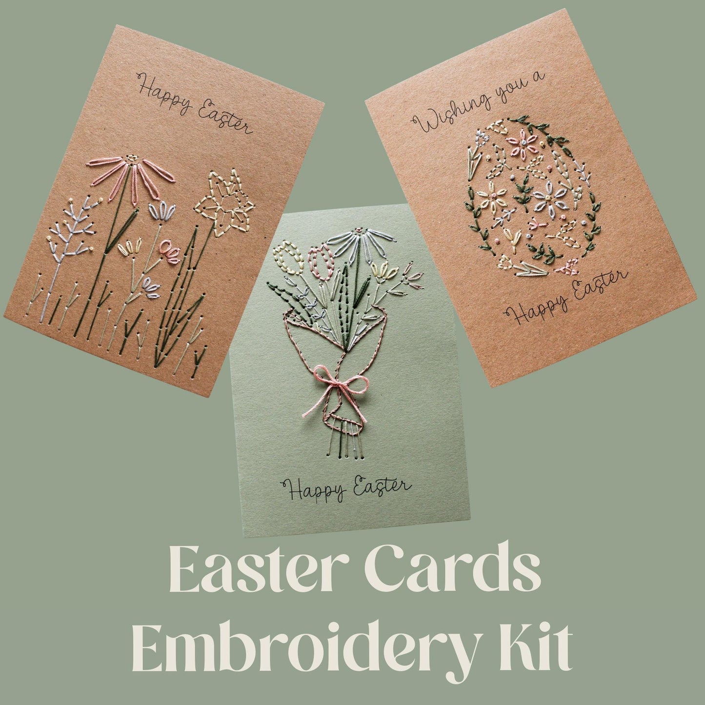 Easter Cards Hand Embroidery Kit | Beginner-Friendly DIY Craft