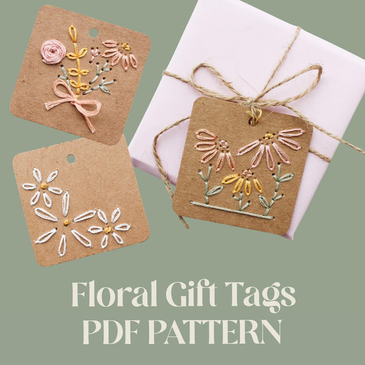 PDF Download Floral Embroidery Gift Tags Pattern
