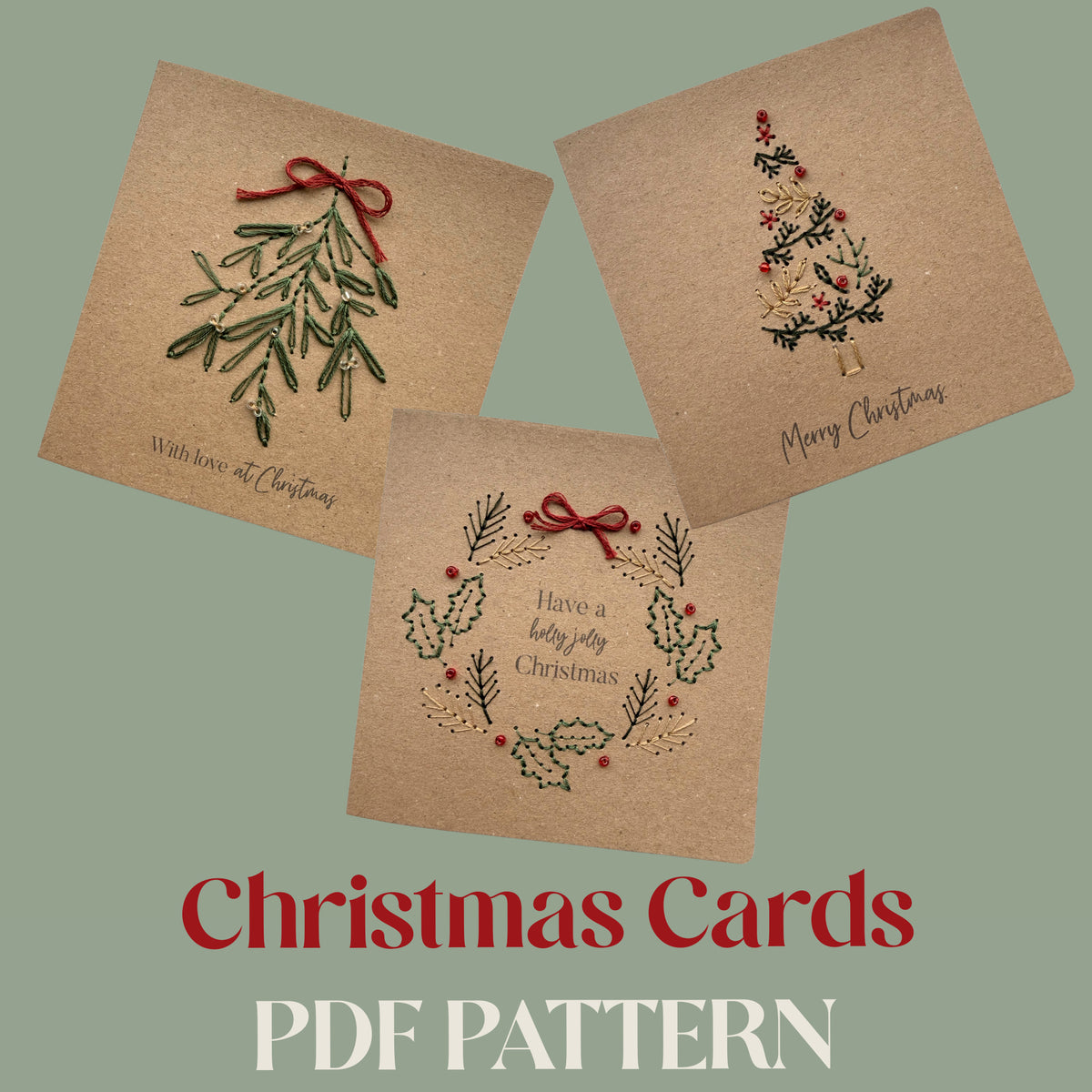 PDF Download Traditional Christmas Card Embroidery Pattern | Beginner-Friendly